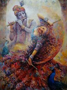 Xeekart Radhe Krishna Diamond Art Painting for Adults Stained Glass Full Drill Diamond Canvas 16 inch x 20 inch Painting