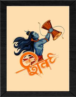CraftWallha Lord Shiva Har Har Mahadev Wall Art Painting with plexiglass For Home Decor Digital Reprint 14 inch x 10 inch Painting