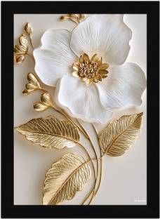 FRIZZY ARTS Golden Petal Grace Digital Reprint 20 inch x 14 inch Painting
