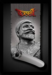 Dharvika Innovations Chatrapati Shivaji Maharaj Photo Frame Digital Reprint 20 inch x 14 inch Painting
