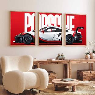 Hothouse Big Porsche Car Framed Posters Gift Items for Boys Room Bedroom Digital Reprint 13 inch x 10 inch Painting
