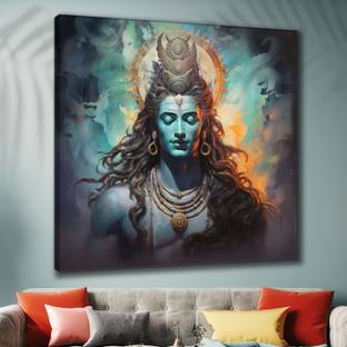 saf Wooden Framed Lord Shiva Canvas Wall Painting for Home Décor and OfficeCR-266