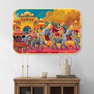 saf Traditional Art Crystal Embedded High Gloss Surface with Golden Frame Digital Reprint 18 inch x 12 inch Painting