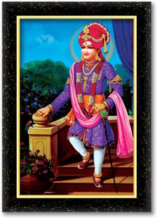 KSS SWAMINARAYAN SAHAJANAND SWAMI photo frame (Wood Base and Front Laminated) Acrylic 18 inch x 12 inch Painting