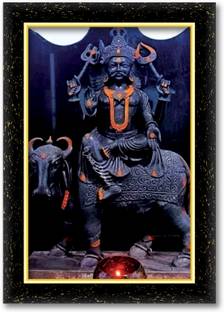 ARAAKA SHRI SHANI DEV photo frame (Wood Base and Front Laminated) Acrylic 18 inch x 12 inch Painting