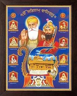 LVY ART All Ten Sikh Gurus and Golden Temple Digital Reprint 13 inch x 9 inch Painting