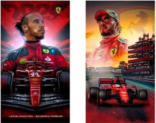 Posterwala POSTERWALA y Lewis Hamilton's 2025 season Ferrari exclusive poster set. Digital Reprint 12 inch x 18 inch Painting