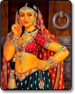 saf Traditional Rajasthani Woman Wall Décor Digital Reprint 14 inch x 11 inch Painting
