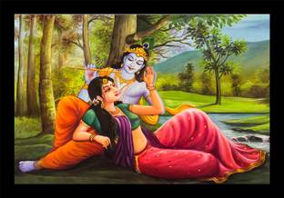 jog craft radha krishna painting| radha krishna photo frame Digital Reprint 14 inch x 20 inch Painting
