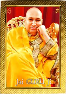 श्रीडेकॉर Jai Guru Ji Swaroop Shukrana Golden religious wooden photo frame for pooja डिजिटल रीप्रिंट 13.5 inch x 10 inch पेंटिंग