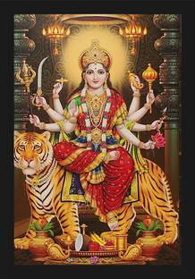 jog craft durga mata photo| durga mata photo frame Digital Reprint 20 inch x 14 inch Painting