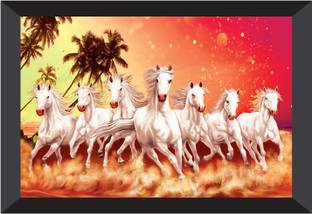 saf Vastu 7 Horses Framed Large Digital Reprint 13.5 inch x 19.5 inch Painting