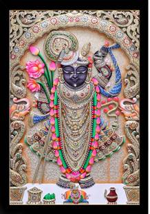 Dharvika Innovations Shrinathji Photo Frame Digital Reprint 20 inch x 14 inch Painting