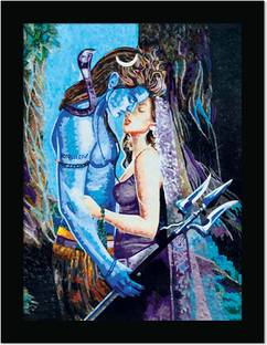 ARAkri Shiv Parvati Photo Shiv Parvati Frame Shiv Parvati Painting Digital Reprint 14 inch x 11 inch Painting