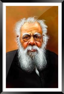 DBrush Periyar Ji artwork Indian politician framed original glass decor wall hanging Digital Reprint 20 inch x 14 inch Painting