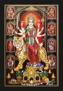 jog craft durga mata photo| durga mata photo frame Digital Reprint 20 inch x 14 inch Painting