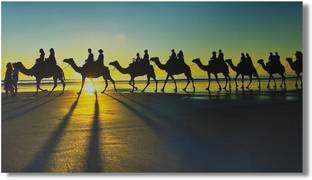 Plus Value Camel Painting on Canvas for Vastu & Feng Shui for Home, Bedroom, Living Room & Office (24 x 14 inches) Canvas 13 inch x 24 inch Painting