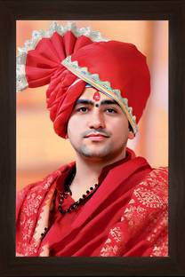 Threestar bageshwar dham balaji dhirendra krishna shastri maharaj photo frame 10x14 inch Natural Colors 30 inch x 20 inch Painting