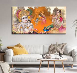 Aadee craft Radha Krishna Wall Painting For Living Room Home Decor Canvas 48 inch x 24 inch Painting