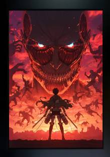 Meclay Arts Attack on Titan Photo frame | Attack on Titan Poster | Anime Photo frame Acrylic 14 inch x 10 inch Painting