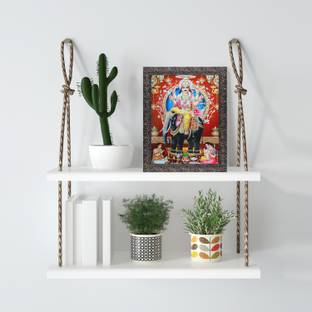 Indianara Lord Vishwakarma Glittered Framed wall Table Top Painting 5073TT(GBN)-WITH GLASS Digital Reprint 8 inch x 6 inch Painting