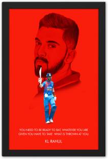 Ritwika's Indian Cricketer KL Rahul Sports Framed Poster Digital Reprint 19.5 inch x 13.5 inch Painting