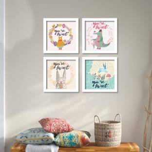 Painting Mantra Wall Hanging Art Print Animals with Quotes Floral Frame Poster for Home Decor Digital Reprint 9 inch x 9 inch Painting