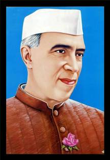 jog craft pandit jawaharlal nehru photo frame, nehru ji photo frame Digital Reprint 14 inch x 10 inch Painting