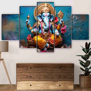 saf Ganesha religious wall painting for living room, wall decoration Digital Reprint 18 inch x 30 inch Painting