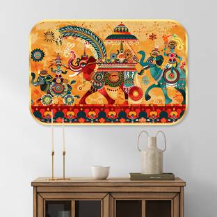 saf Traditional Art Crystal Embedded High Gloss Surface with Golden Frame Digital Reprint 18 inch x 12 inch Painting