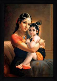 Indianara Yashoda Nandlala Without Glass Framed Art Painting for room decor Digital Reprint 13 inch x 10 inch Painting