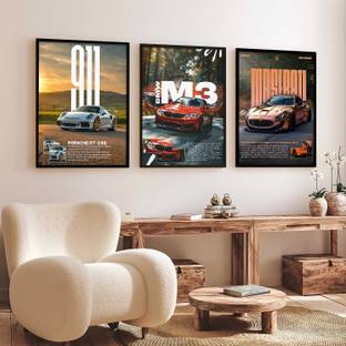 Hothouse Big Sports Cars Framed Posters Gift Items for Boys Room Bedroom Living Room Digital Reprint 17 inch x 13 inch Painting