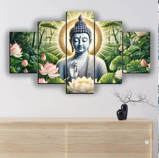 SNDArt Lord Buddha Wall Decoraiton Gift Items For Living Room Pack of 5