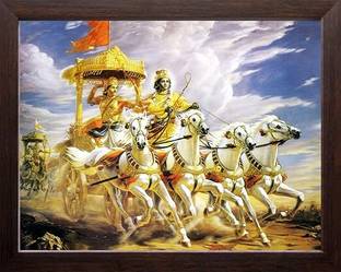 LVY Arts Shree Krishna Arjun On Rath Digital Printed Wall Painting- for Home & Temple Digital Reprint 9 inch x 11 inch Painting