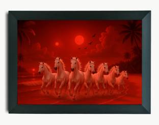 PERSONALIZED WORLD Customize 7 horse running photo, Vaastu 7 horses frame, Seven running horses picture Digital Reprint 13 inch x 9 inch Painting
