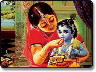 saf Maa Yashoda And Young Krishna wall Décor Painting Digital Reprint 14 inch x 11 inch Painting