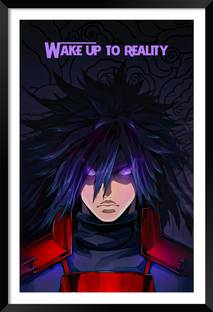 DBrush Wake up to Reality motivational Quotes with Madara Uchiha poster with framed Digital Reprint 20 inch x 14 inch Painting