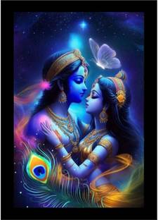 FRAMEWALLA Radha Krishna -9x12 inch-111 Acrylic 12 inch x 8 inch Painting