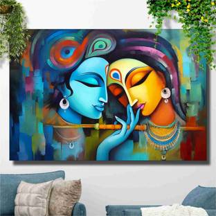 saf 36 inch Unframed Abstract City Theme Canvas Wall Sticker For Home Décor Self Adhesive Sticker