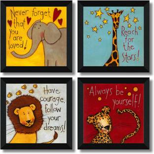 saf SET OF 4 KIDS DECORE Digital Reprint 19 inch x 19 inch Painting