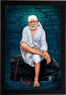 eCraftIndia Sai Baba Satin Matt Texture UV Ink 14 inch x 10 inch Painting