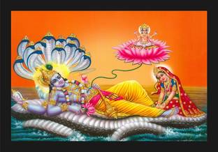 jog craft vishnu ji photo frame,satya narayan photo Digital Reprint 14 inch x 20 inch Painting