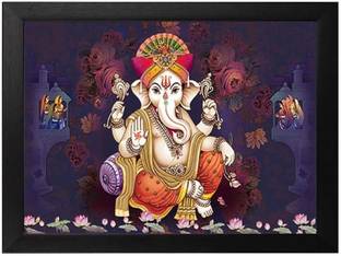 MHridayCraft MHC- Ganesh ji-151 Digital Reprint 9 inch x 12 inch Painting