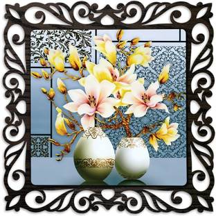 Casa Rica flower photo frame painting wall hanging for home office Digital Reprint 12 inch x 12 inch Painting