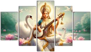 KRANI ART Premium Saraswati Paintings for Wall Decoration, Living Room, Badroom Digital Reprint 17 inch x 30 inch Painting