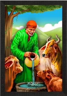 Flipkart SmartBuy eCraftIndia Sai Baba Satin Matt Texture UV Art Painting Oil 14 inch x 10 inch Painting