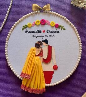 Udipti Standing couple hoop Cross Stitch 11 inch x 5 inch Painting