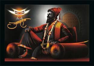 Dharvika Innovations Chatrapati Shivaji Maharaj Photo Frame Digital Reprint 20 inch x 14 inch Painting
