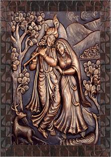 Indianara Radha Krishna Without Glass Framed Art Print for Room Decor Digital Reprint 13 inch x 10 inch Painting