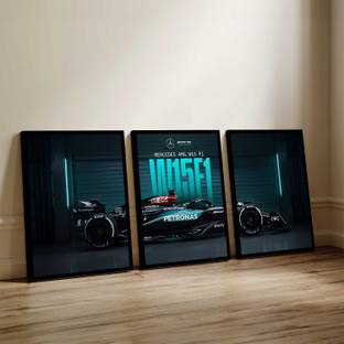 Hothouse Big Mercedes F1 Car Framed Posters Gift Items for Boys Room Bedroom Living Room Digital Reprint 17 inch x 13 inch Painting